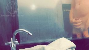 pale white skin redhead flatmate caught pissing in the shower