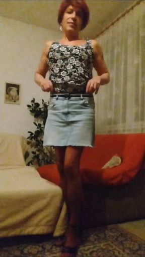 Teasing nylon sissy milf tranny