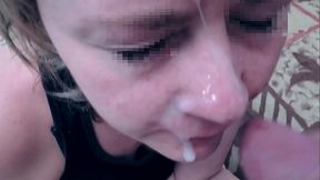 MILF blowjob and hot facial