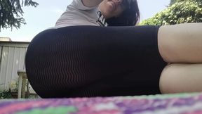 Dirty Italian Feet in Garden With See-Through Yoga Pants Pleasure
