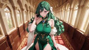 Green Queen on the Golden Throne! Lazy Seduction in a Silk Gown, What Secrets Hide Beneath?