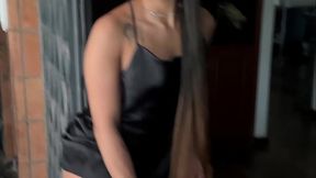 Big Booty Latina Came for casting, Endeds Up On Her Knees! Sloppy Rimjob and Cum Swallow - POV blowjob