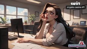 Four-Penised Office Orgy: Creamy Cum Drenches Secretary