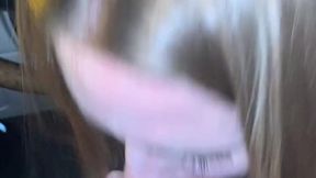 Petite blonde teen takes care of driver's big dick