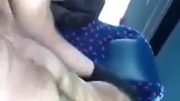 Batendo punheta no banco de trás do ônibus com risco de flagra