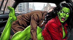 Horny Muscular MILF Dominatrix Fucks in the Car