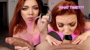Russian amateur MILF gives sloppy deepthroat blowjob on big dick