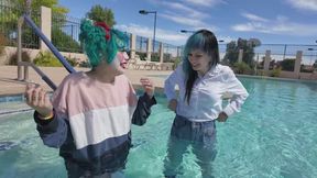 Jumping in the Pool in Jeans