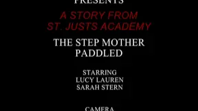 Naughty MILF stepmom gets hard paddling on bare bottom at school