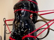 Siron is tied to the bed and thoroughly bondage from behind