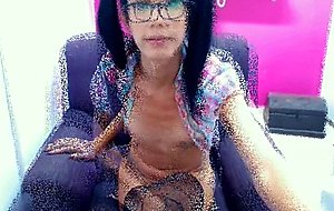Colombian shemale teen with big nuts & small tits jacking off