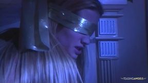 A blindfolded blonde receives penetration in a doggy style position from a stranger.