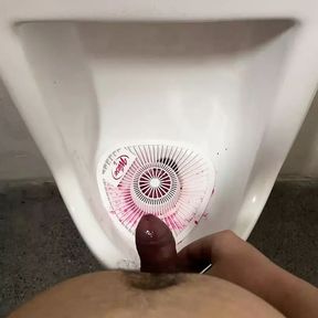 Masturbating with piss and cumshot in urinal