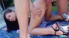 Raunchy Asian Cutie With Big Saggy Tits Loves Taking Hard Dick Outdoors