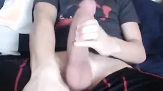 Emo Twink Strokes His Monster Cock in Solo Session