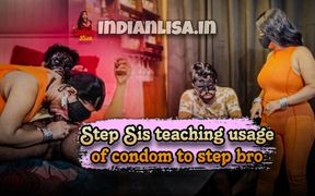 Hairy Step Stepsister Teaching Usage of Condom to Step Stepbrother
