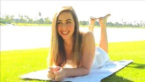 Beautiful Teen Lacey Strips Seductively Outdoors During Picnic Delight