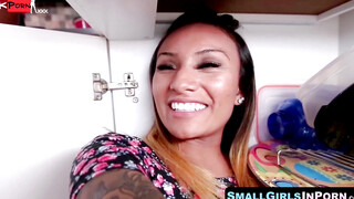 SmallGirlsInPorn.com - Tattooed babe Natalia Mendez kitchen hardcore fuck