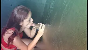 Wife sucks gifted and in gloryhole and husband shoots!