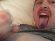 Cum Slurping! Legs Up Self Facial, Blowing Jizz Bubbles! Long Tongue CEI