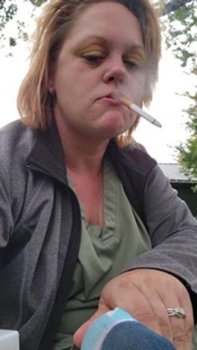 Lonely and stressed cum rub my feet while I smoke.