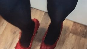 Tempest in black pantyhose and heels