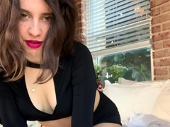 Cute curly brunette solo webcam masturbation
