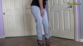 kenna valentina outside bathroom line pissing her jeans