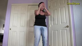 kenna valentina outside bathroom line pissing her jeans