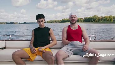 Best Buds Bust Nuts Together on Boat - Straight to GAY!