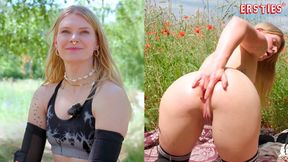 Raw beginners getting down with Katja in nature &mdash;  plug and dildo play