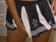 Spinning my sissy tiny clitty like a helicockter in my cheerleader skirt