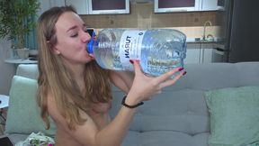 Blonde &amp; Brunette Lesbians: Chug Water, Floor Piss Swap