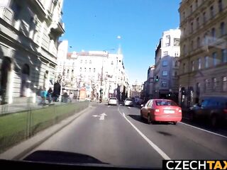 Marvelous Busty Model Squirts in Taxi Car