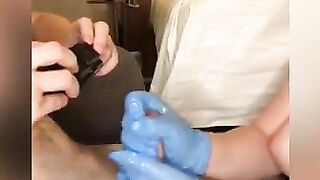 Nurse Sex Sub give Daddies 7 Inch Dick a hand job