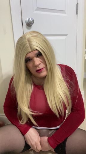 Sexy Crossdresser Trans Female Wearing a Fake Toy Pussy Teases and Talks Dirty