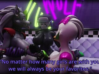 Staffbots fill Roxannr and Glamrock Chica with her thick shemale hentai cum