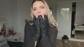Leather and latex gloves fetish