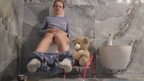 The plush tongue becomes Crystal's favorite toilet paper.