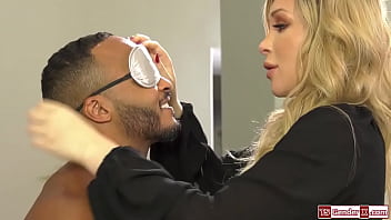 Busty trans Angelina Please dominates bf