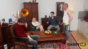 European Shaved Pussy gets Daddy's Bigger Dick