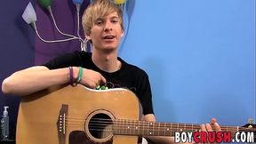 Twink Liam Summers leaves guitar to masturbate and cumshot