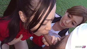 Older Japanese Mature Couple seduce Skinny Teen to Outdoor FFM 3Some Sex in uncensored JAV