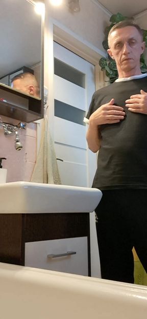 Jerking off I unhook my ass and spread my buttocks and pound my cock to cum