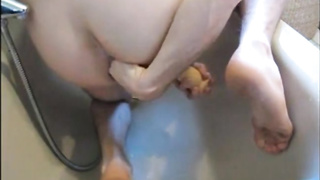 bathtub fist bad dragon deep dildo cum