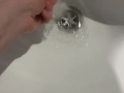 Pee and handjob in social TOILET