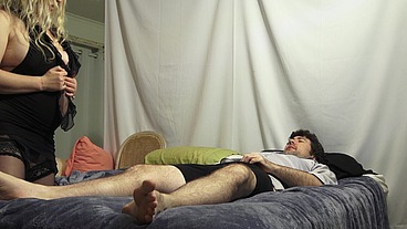 Stepmom gives stepson the wrong and helps him cum