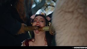 This wench Maddie Wren won't leave the woods until she sucks monster dick
