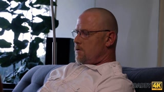 DADDY4K. Red-haired girl hooks up BF's father to get cash to pay for rent