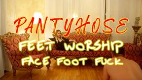 Pantyhose face fuck and worship